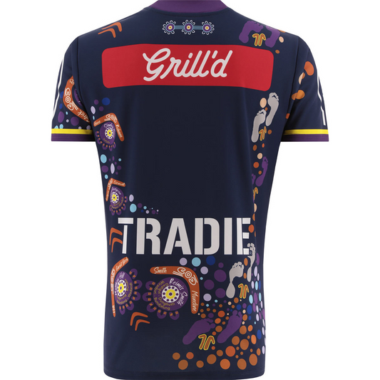 Camiseta Rugby Melbourne Storm - Ed. Indigenous 2024 vista sobre fondo blanco