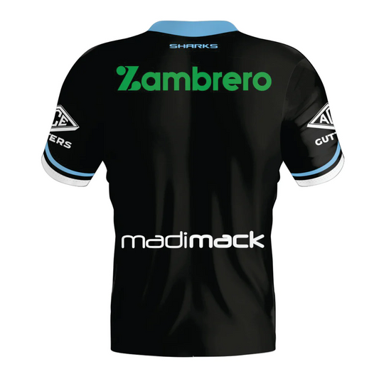 Camiseta Rugby Cronulla-Sutherland Sharks 2024 vista sobre fondo blanco