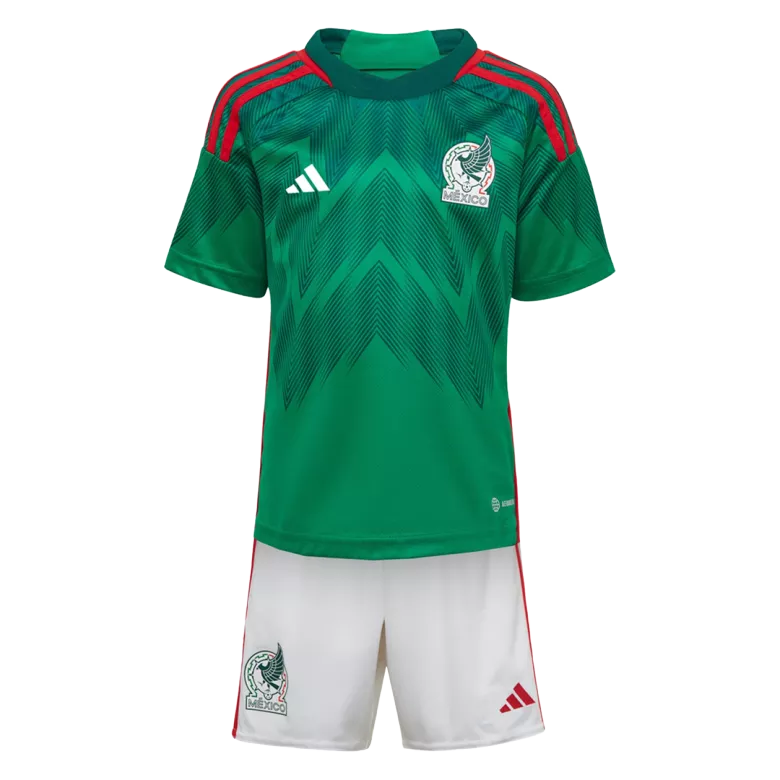 Camiseta + short México local - NIÑOS 2023/2024 vista sobre fondo blanco