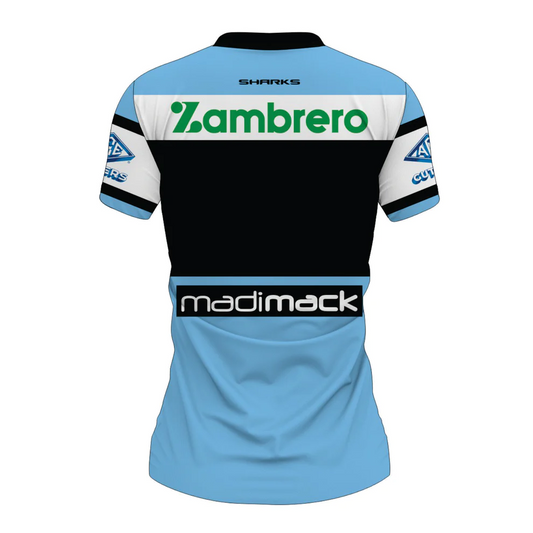 Camiseta Rugby Cronulla-Sutherland Sharks local 2024 vista sobre fondo blanco