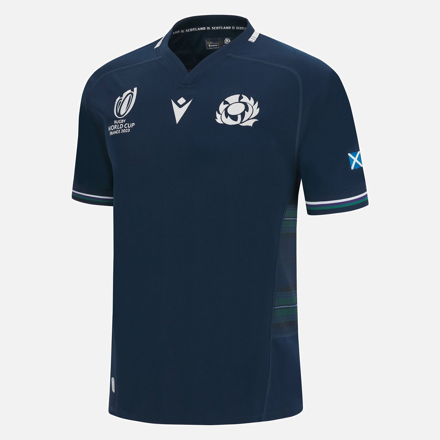 Camiseta Rugby Escocia local - RWC '23 vista sobre fondo blanco