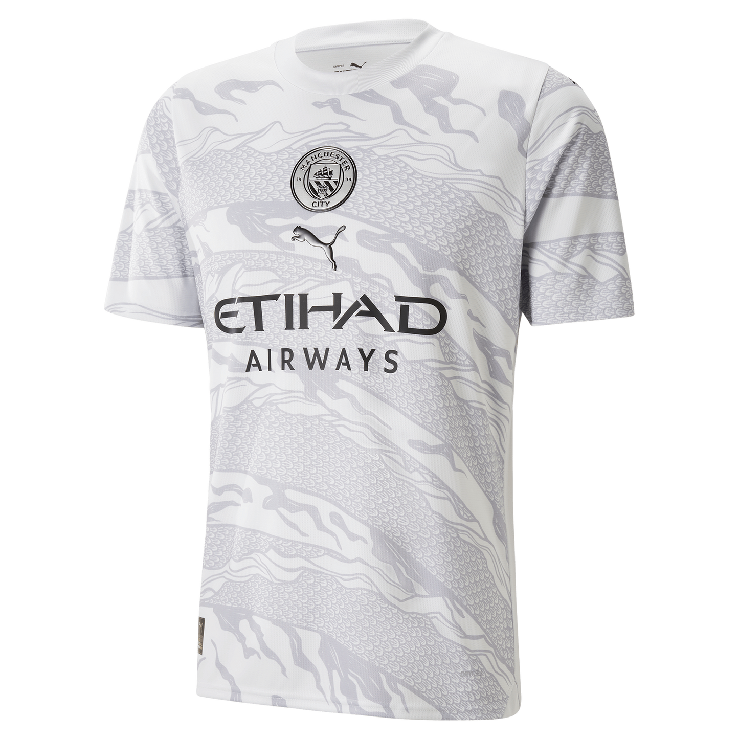 Camiseta Manchester City - Ed. Especial año del Dragón 2024 vista sobre fondo blanco