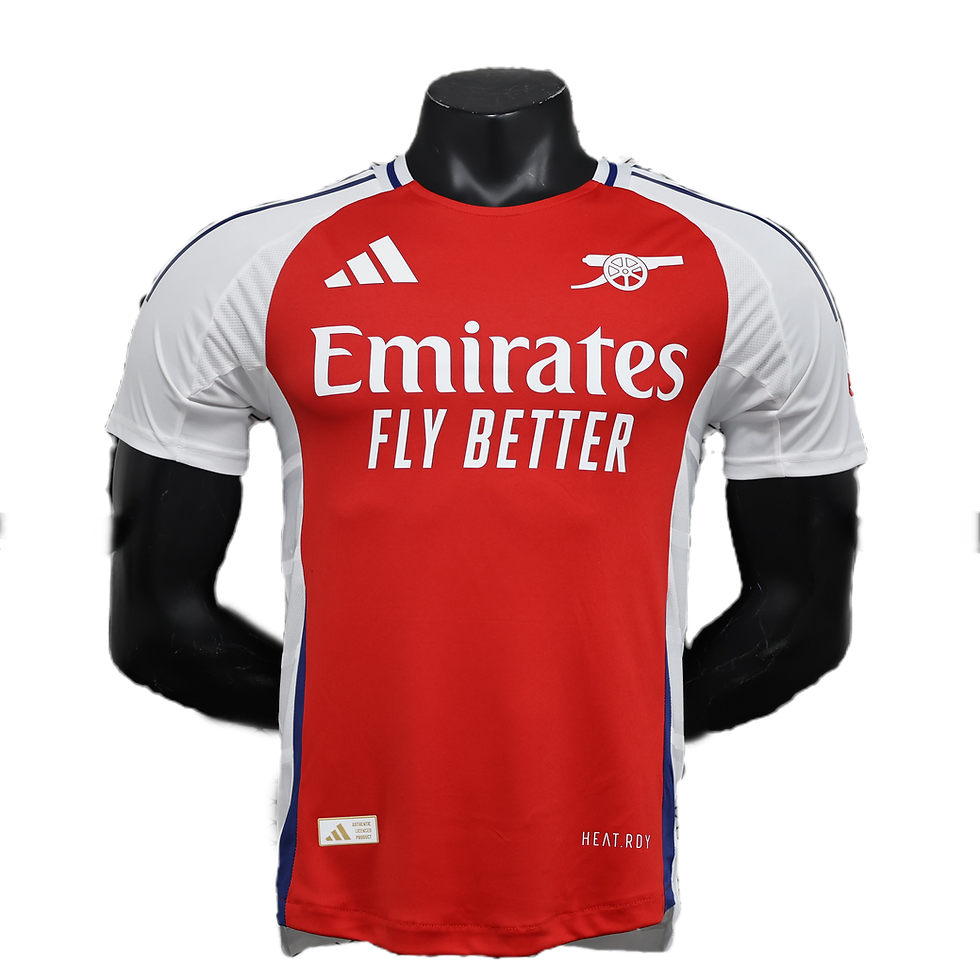 Camiseta Arsenal local 2024/2025 - VERSIÓN JUGADOR vista sobre fondo blanco