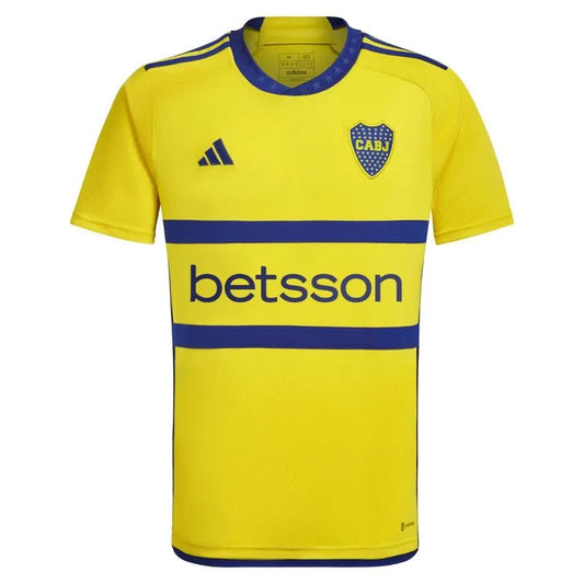 Camiseta Boca Juniors alternativa 2023/2024 vista sobre fondo blanco