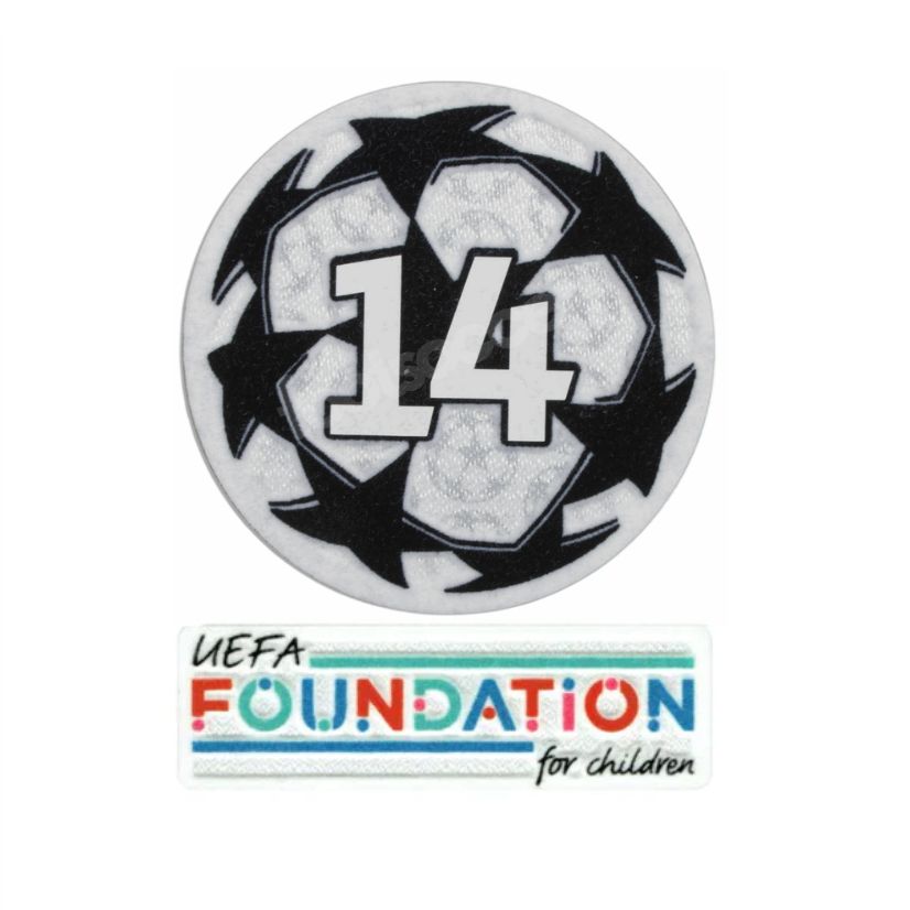Logo UEFA Champions League 14 + UEFA Foundation vista sobre fondo blanco