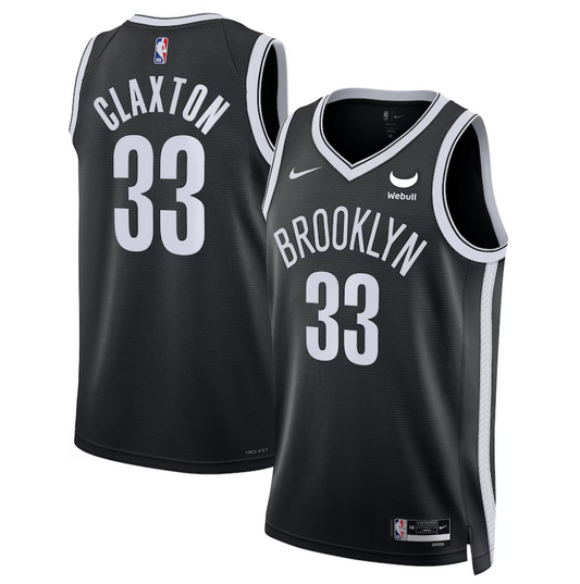 Camiseta Brooklyn Nets 2023/2024 - Negra vista sobre fondo blanco