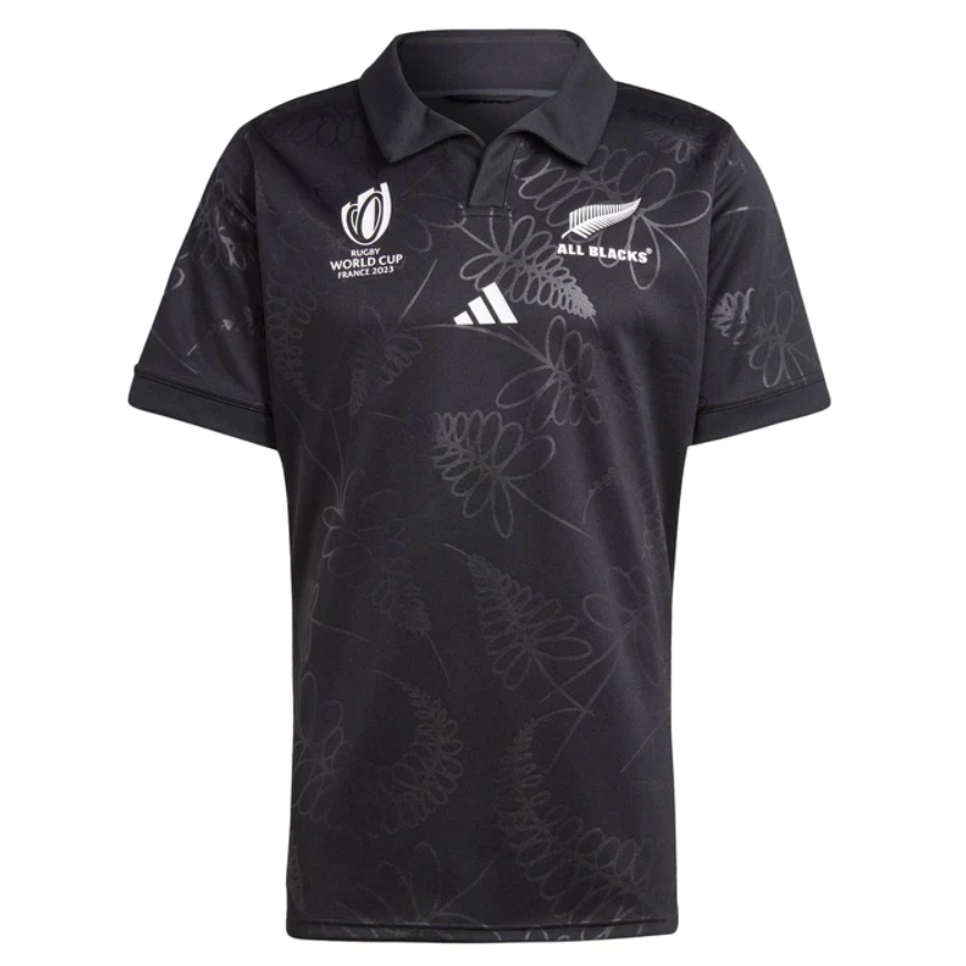 Camiseta Rugby All Blacks local - RWC '23 vista sobre fondo blanco