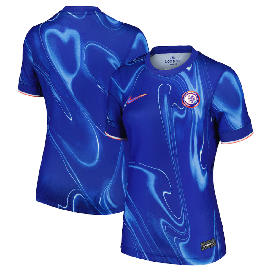 Camiseta Chelsea local 2024/2025 - MUJERES vista sobre fondo blanco