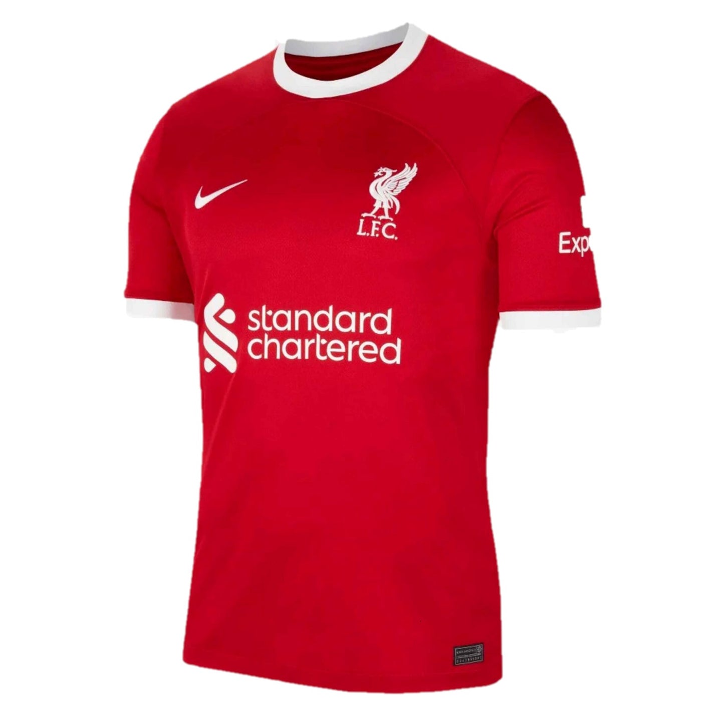 Camiseta Liverpool local 2023/2024 vista sobre fondo blanco