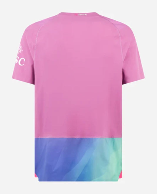 Camiseta AC Milan Tercera 2023/2024 vista sobre fondo blanco