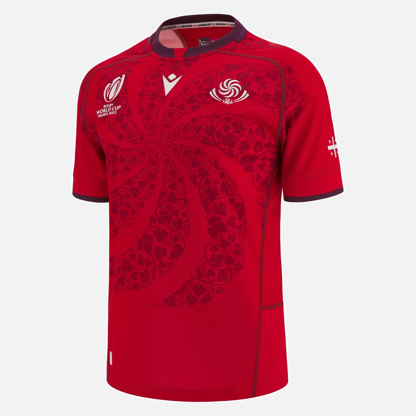 Camiseta Rugby Georgia local - RWC '23 vista sobre fondo blanco