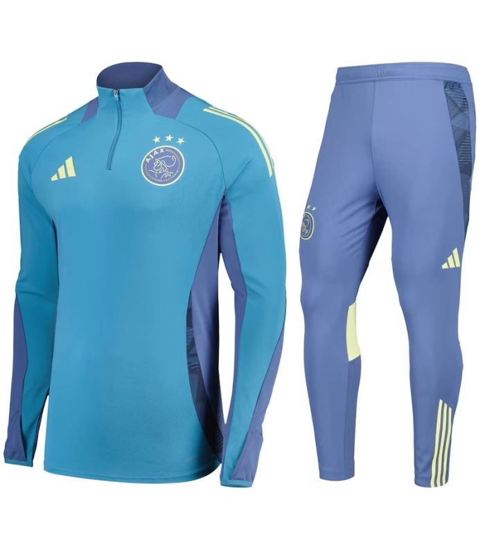 Conjunto Ajax Entrenamiento - Azul 2024/2025 vista sobre fondo blanco