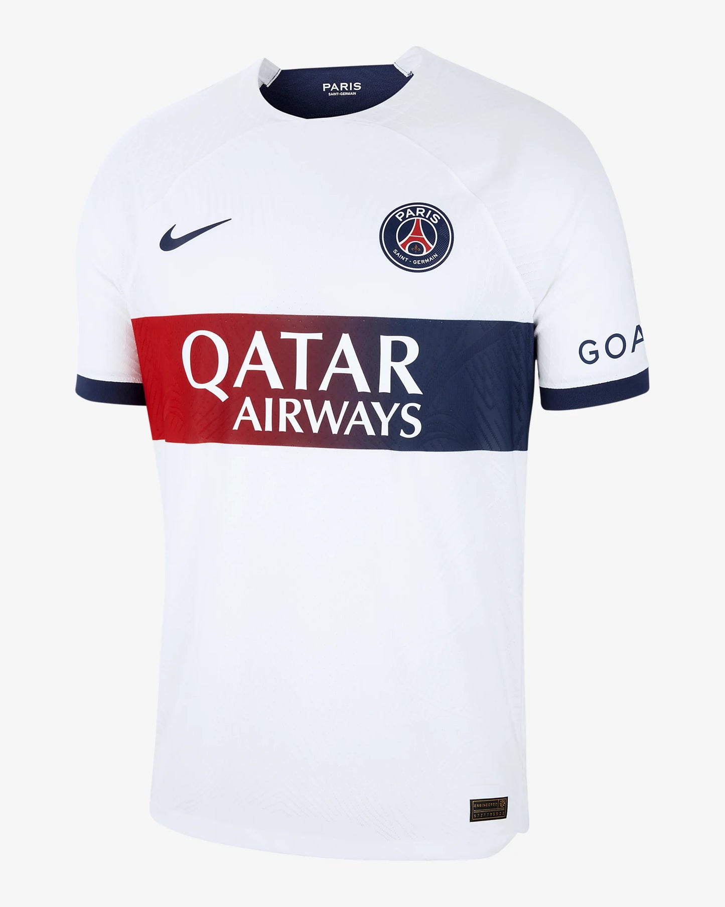 Camiseta PSG alternativa 2023/2024 vista sobre fondo blanco