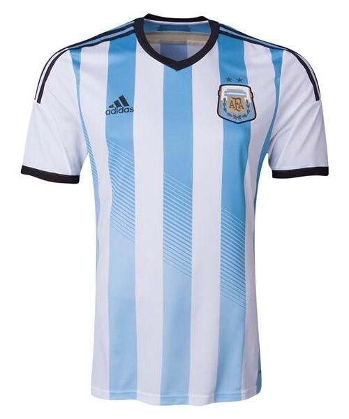 Camiseta Argentina Local Retro 2014 vista sobre fondo blanco
