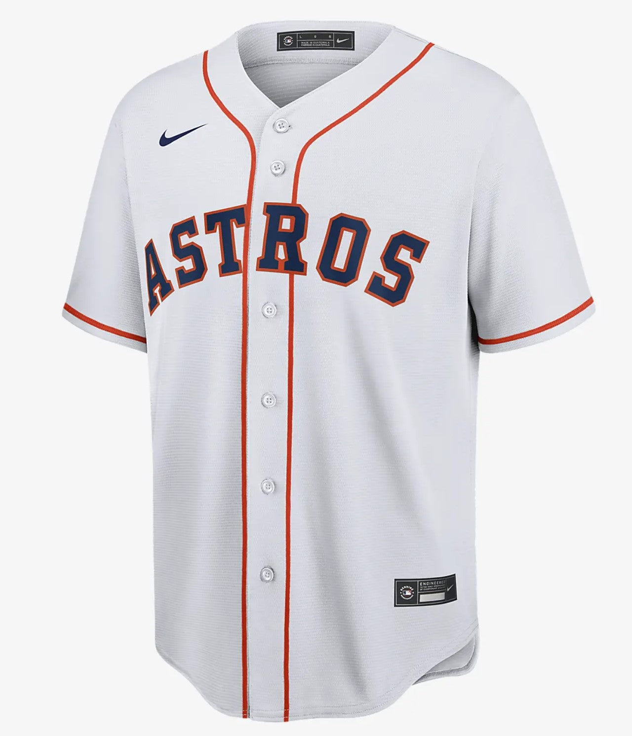 Camiseta Astros de Houston visitante vista sobre fondo blanco