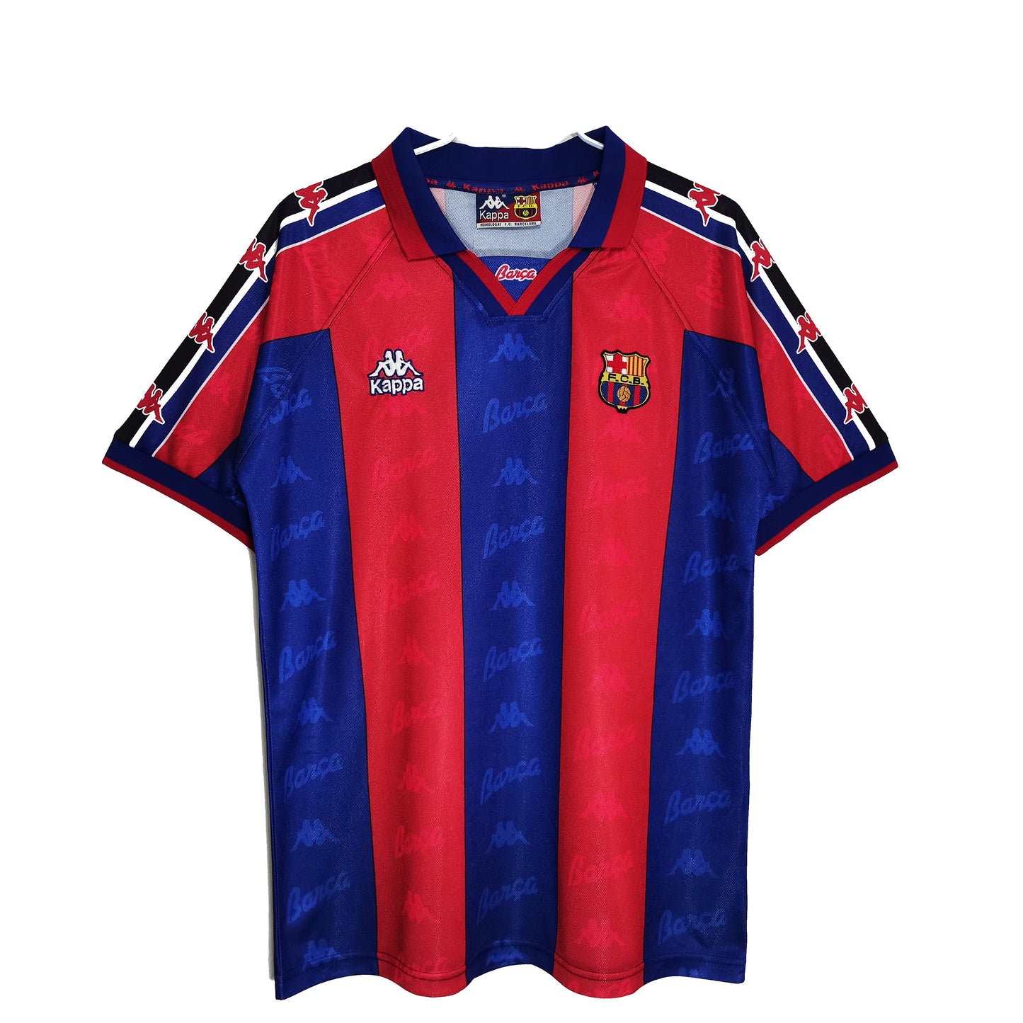 Camiseta Barcelona Retro 1995-1997 vista sobre fondo blanco