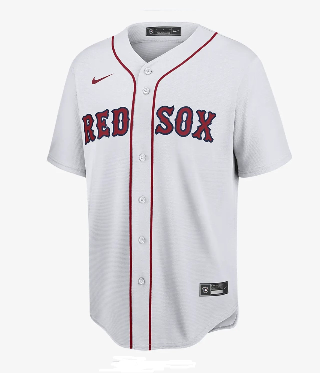 Camiseta Boston Red Sox local vista sobre fondo blanco