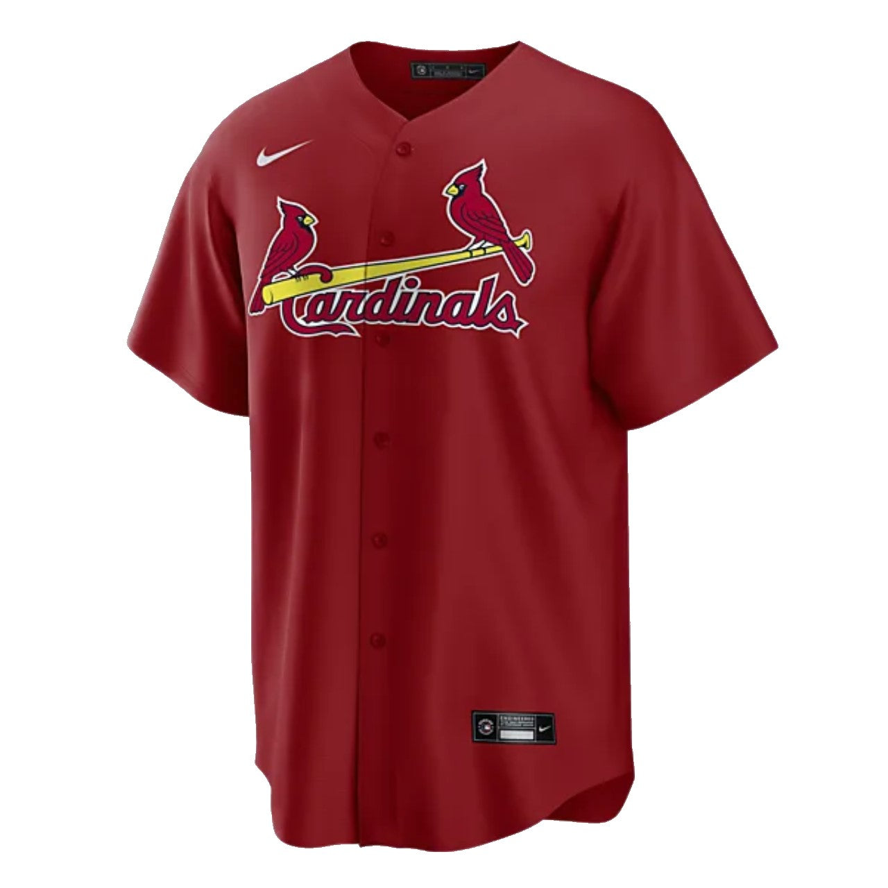 Camiseta Cardenales de San Luis visitante vista sobre fondo blanco