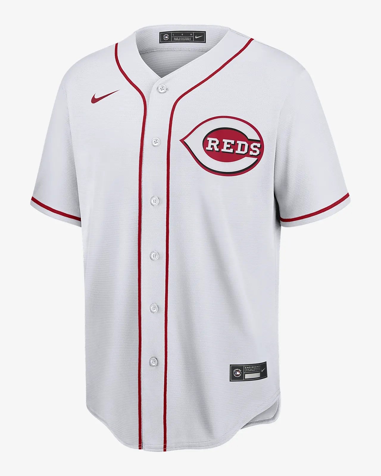 Camiseta Cincinnati Reds local vista sobre fondo blanco