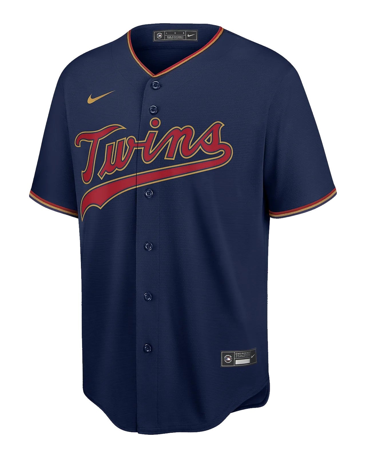 Camiseta Minnesota Twins visitante vista sobre fondo blanco