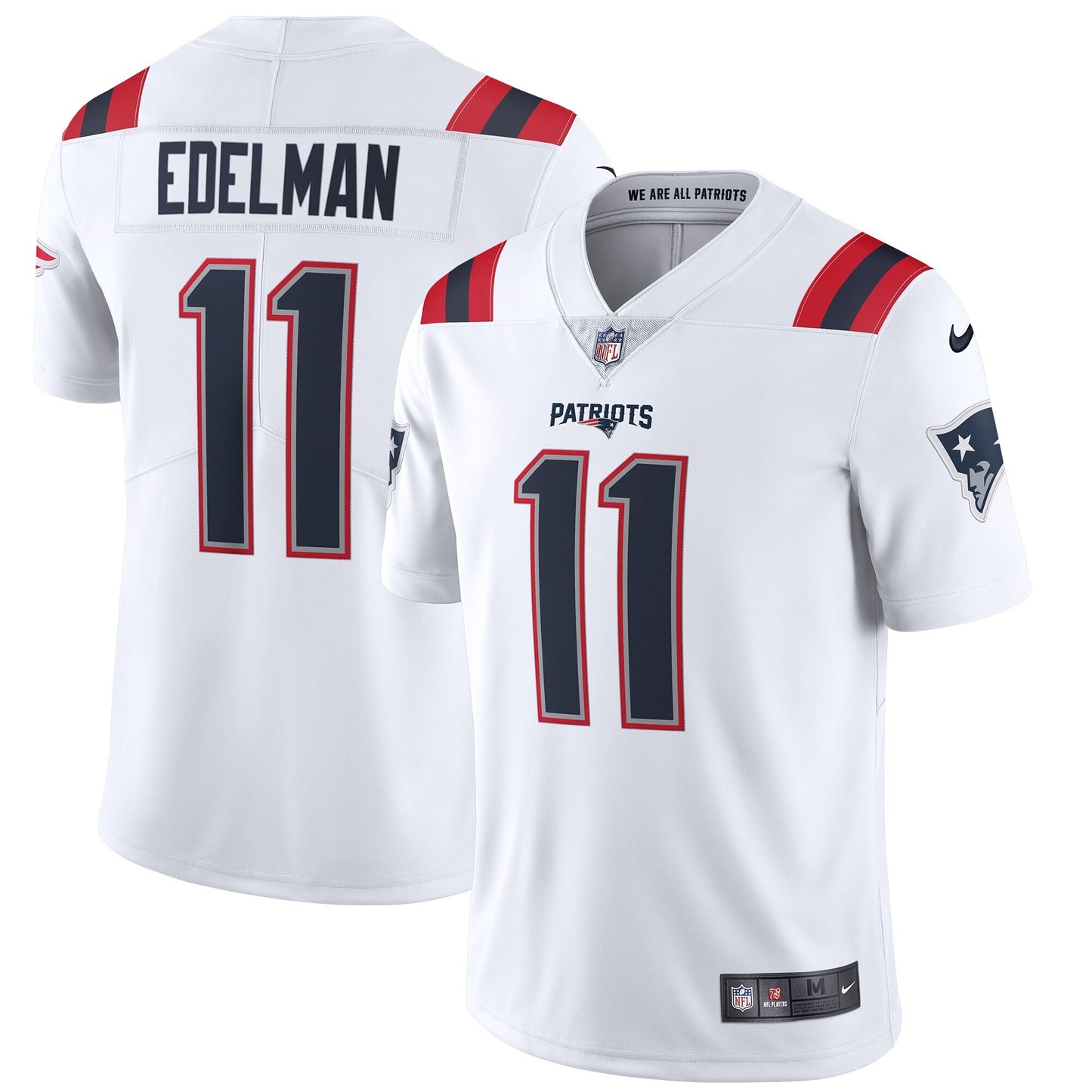 Camiseta New England Patriots visitante 2021/2022 vista sobre fondo blanco
