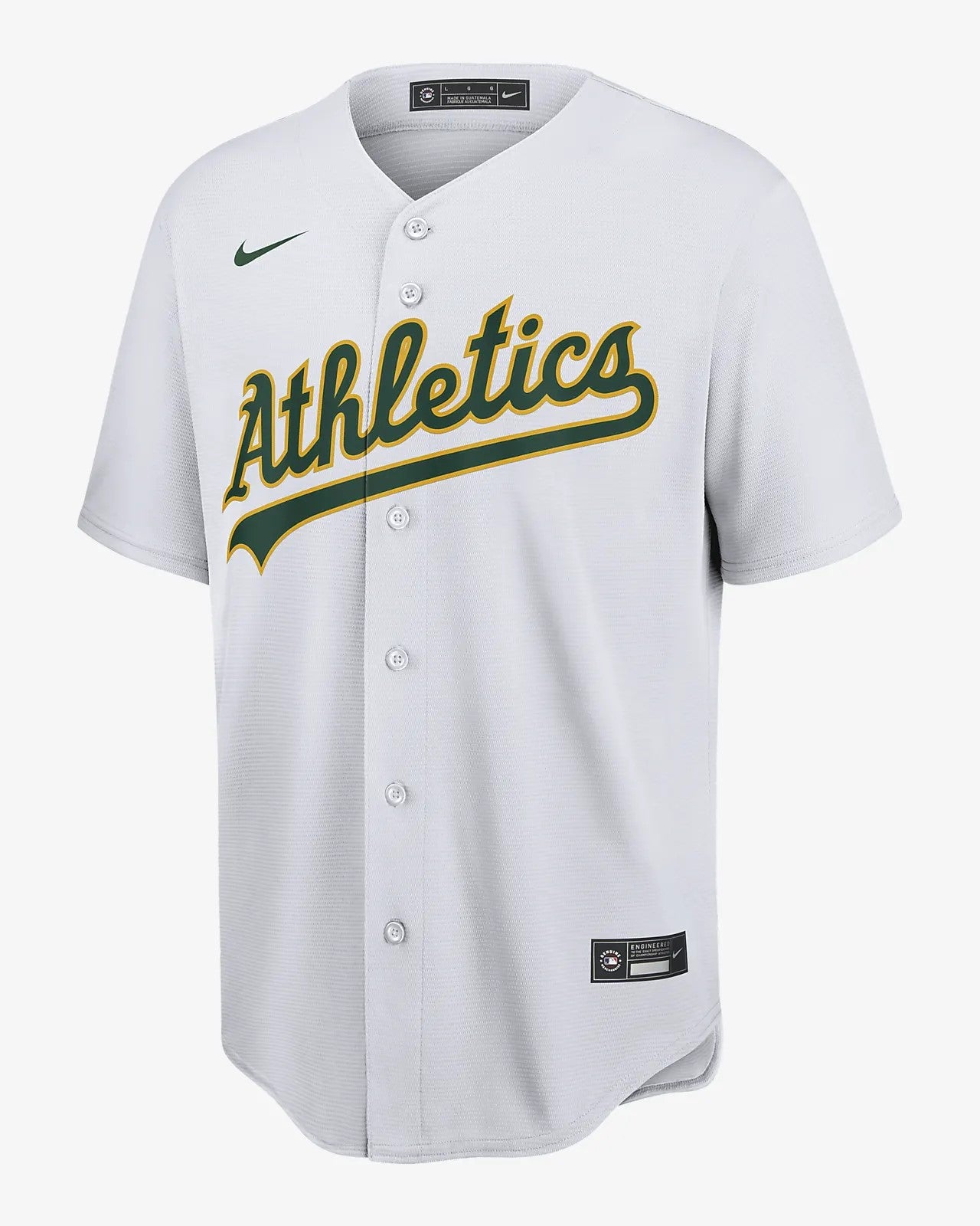 Camiseta Oakland Athletics visitante vista sobre fondo blanco