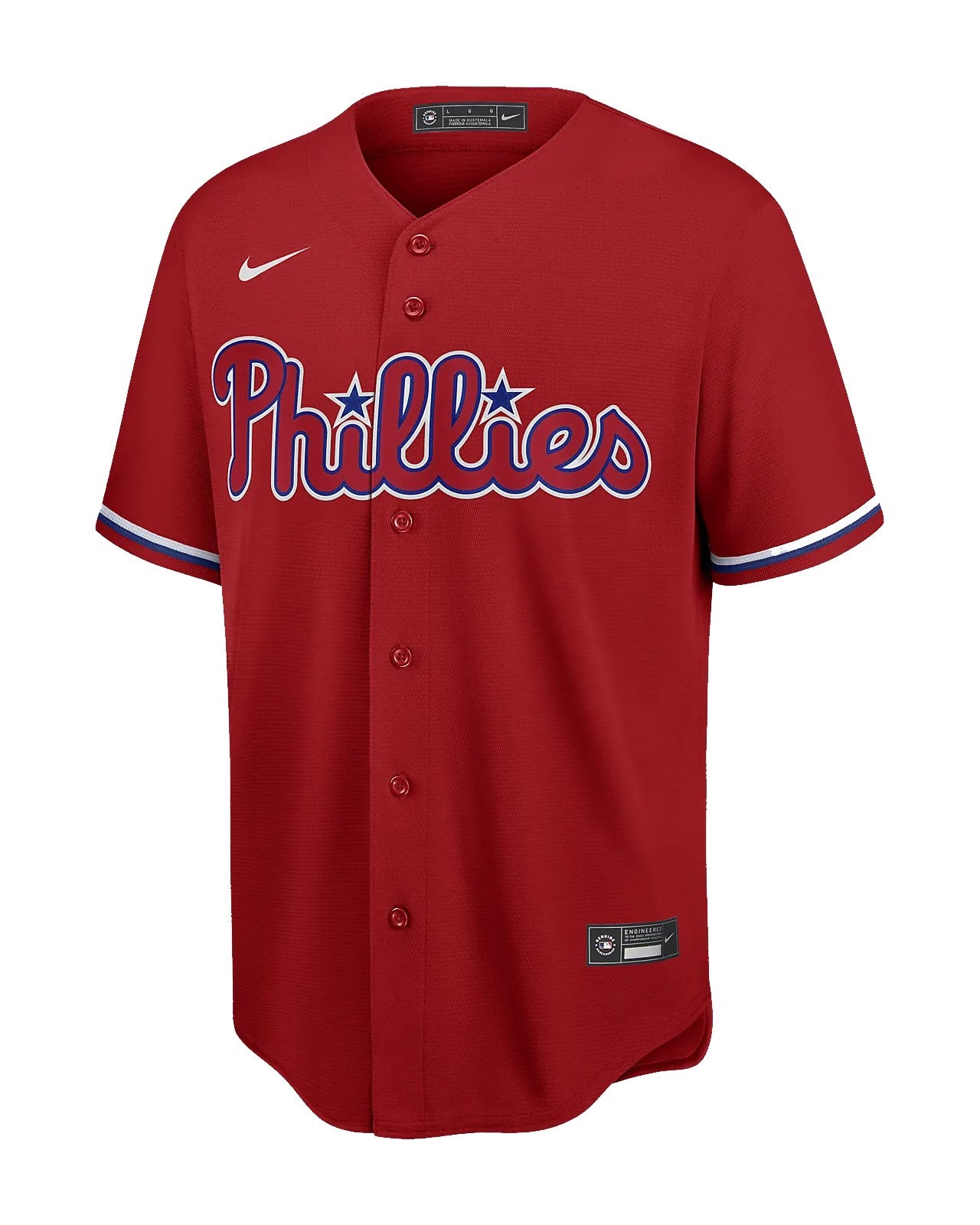Camiseta Philadelphia Phillies visitante vista sobre fondo blanco