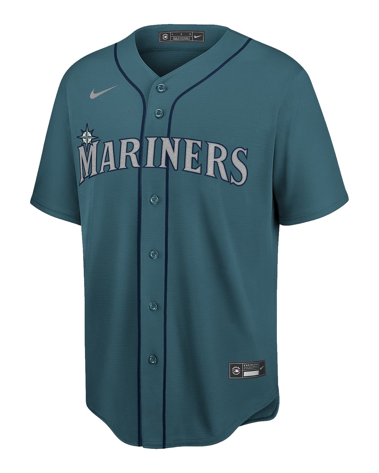 Camiseta Seattle Mariners visitante vista sobre fondo blanco
