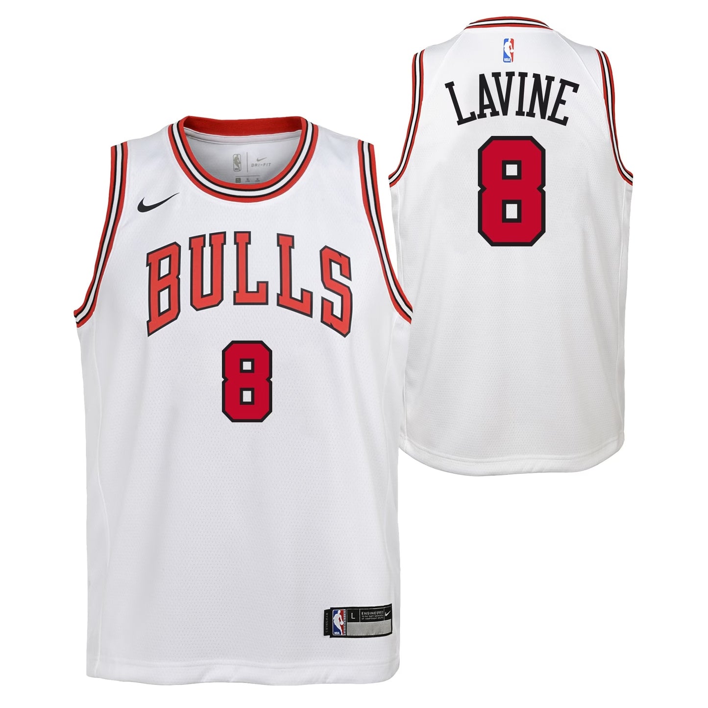 Camiseta NBA Niños Chicago Bulls blanca 2022 vista sobre fondo blanco