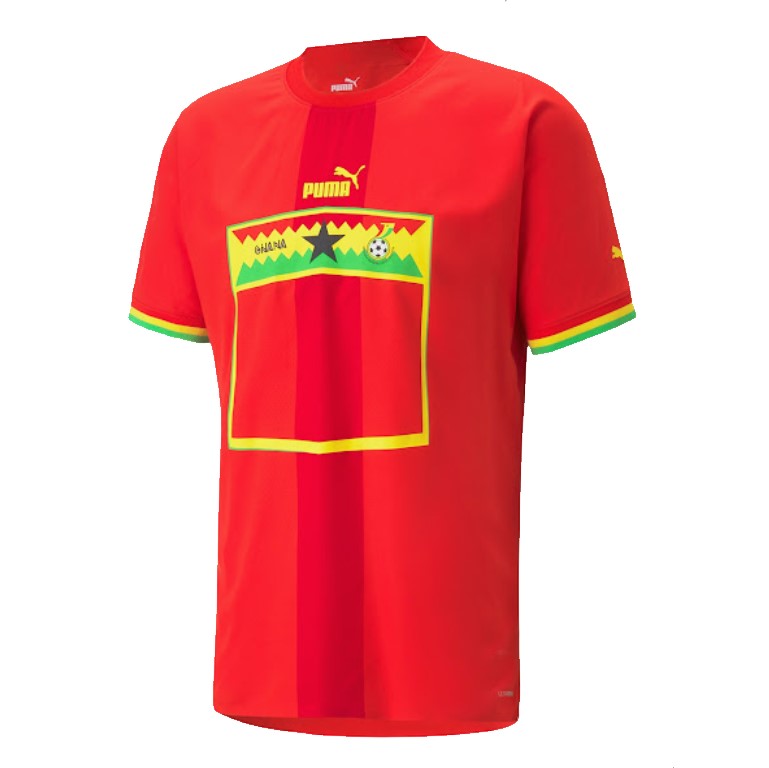 Camiseta Ghana visitante 2022 ⚡ vista sobre fondo blanco