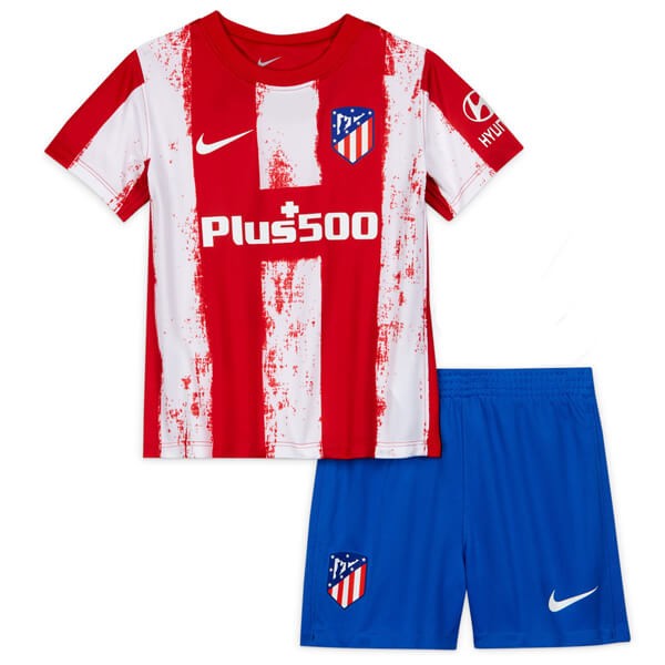 Camiseta + short Atletico Madrid local niño 2021/2022 ⚡ vista sobre fondo blanco