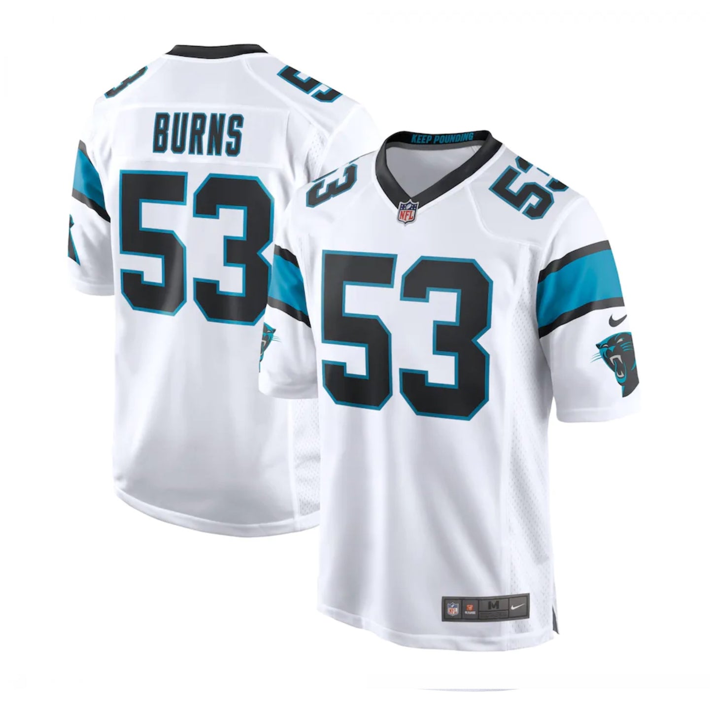 Camiseta Carolina Panthers visitante 2021/2022 vista sobre fondo blanco