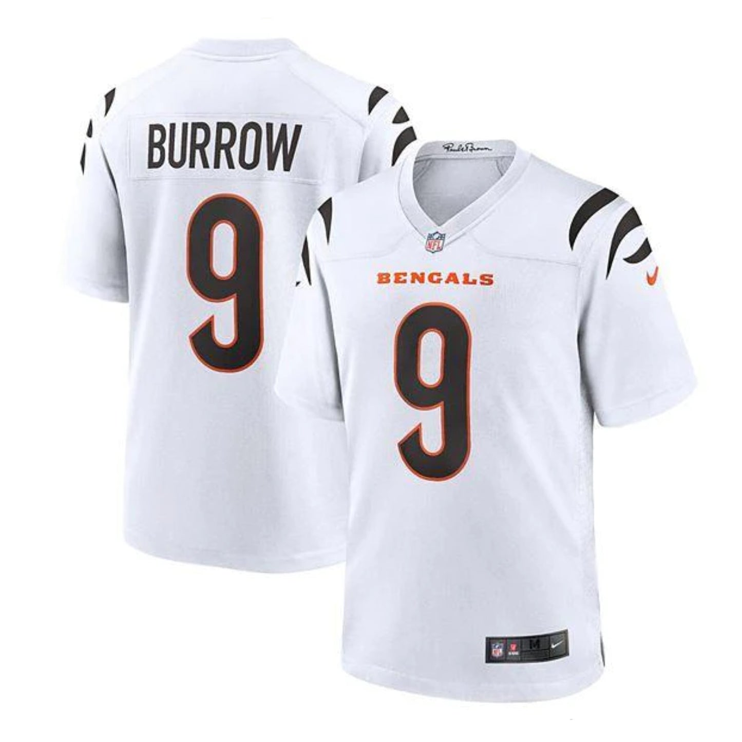 Camiseta Cincinnati Bengals visitante 2021/2022 vista sobre fondo blanco