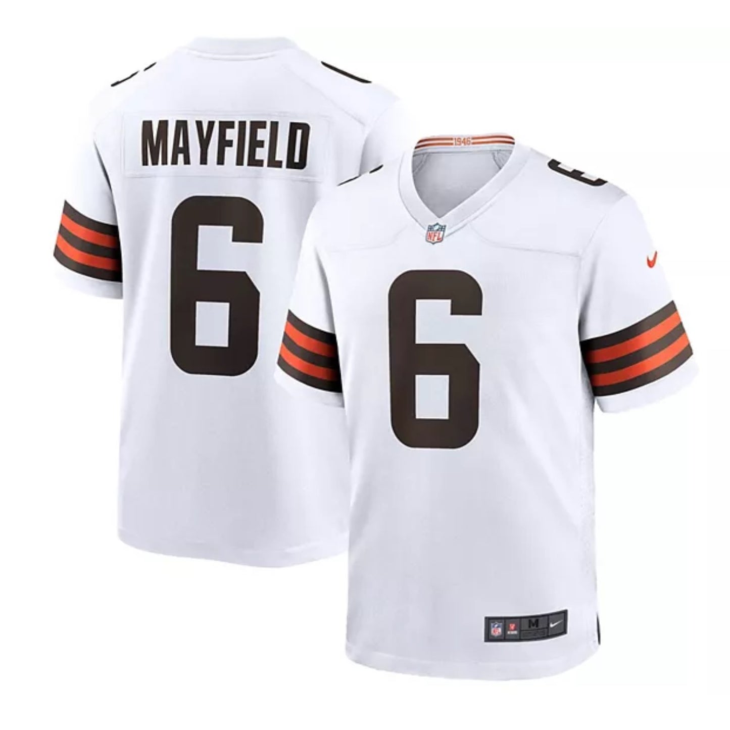 Camiseta Cleveland Browns Visitante 2021/2022 vista sobre fondo blanco