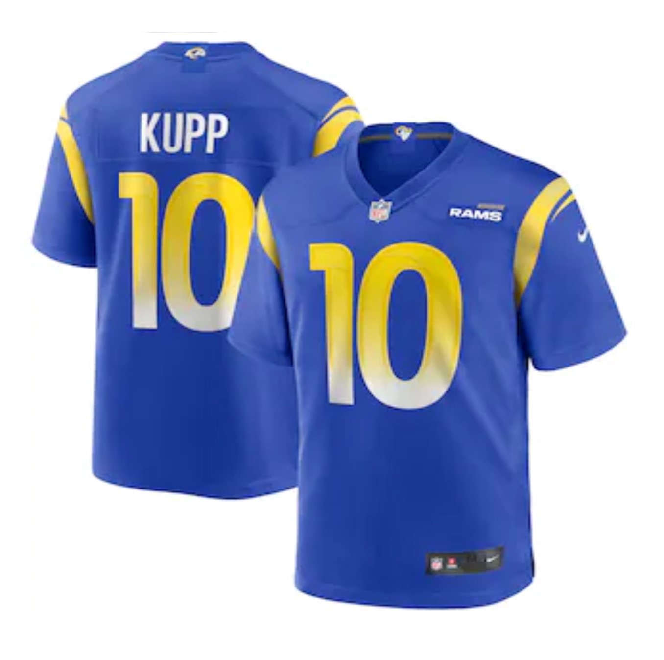 Camiseta Los Angeles Rams local 2021/2022 vista sobre fondo blanco