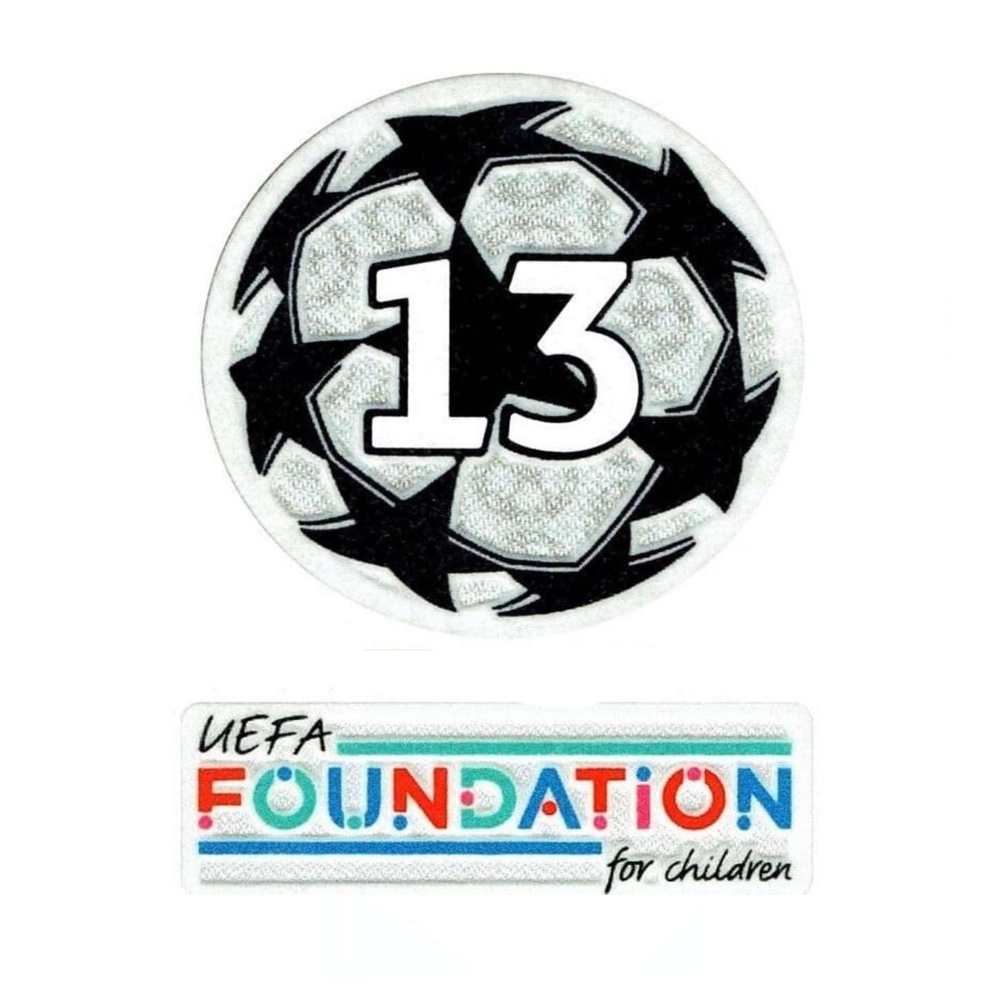 Logo UEFA Champions League 13 + UEFA Foundation vista sobre fondo blanco
