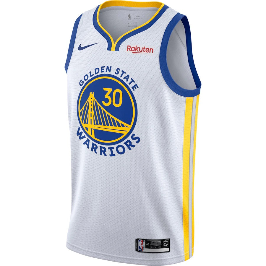 Camiseta Golden state warriors 2020/2021 blanca vista sobre fondo blanco