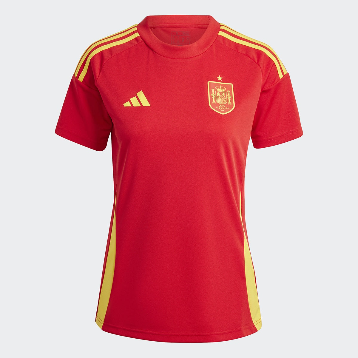 Camiseta España local 2024/2025 - Mujer vista sobre fondo blanco