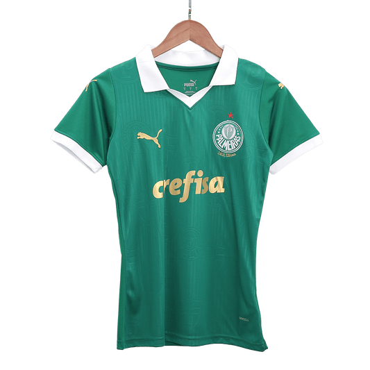 Camiseta Palmeiras local 2024/2025 - Mujer vista sobre fondo blanco