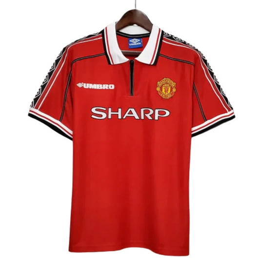 Camiseta Manchester United local Retro 1998 vista sobre fondo blanco