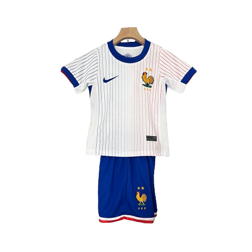 Camiseta + short Francia alternativo 2024/2025 - NIÑOS vista sobre fondo blanco