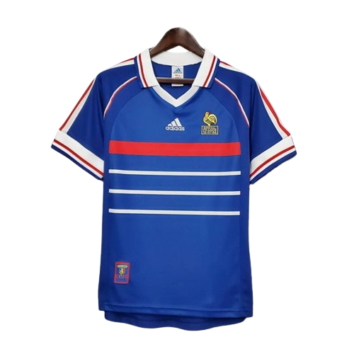 Camiseta Retro Francia 98 vista sobre fondo blanco