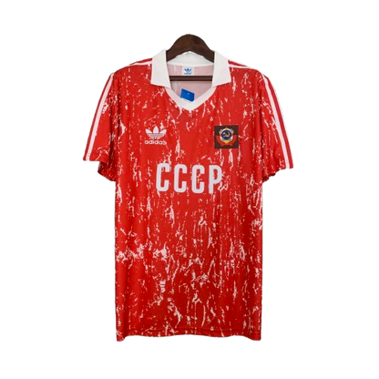 Camiseta Unión Soviética local Retro 1990 vista sobre fondo blanco