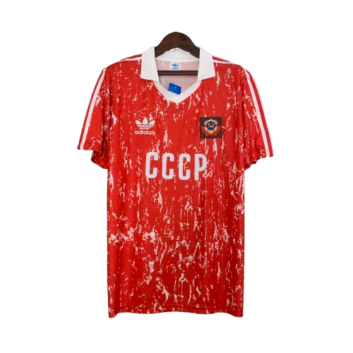 Camiseta Unión Soviética local Retro 1990 vista sobre fondo blanco