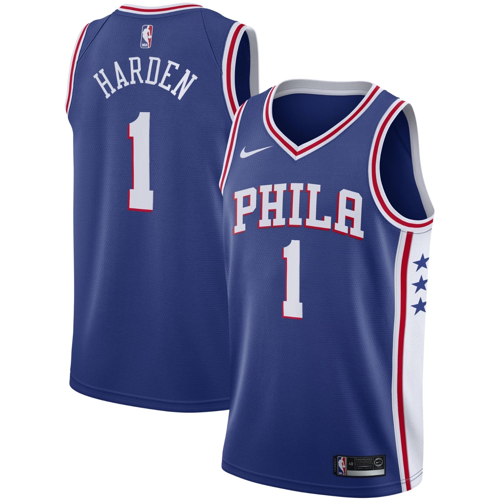 Camiseta Philadelphia 76ers - Azul vista sobre fondo blanco