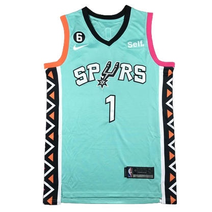 Camiseta San Antonio Spurs 2022 - City vista sobre fondo blanco