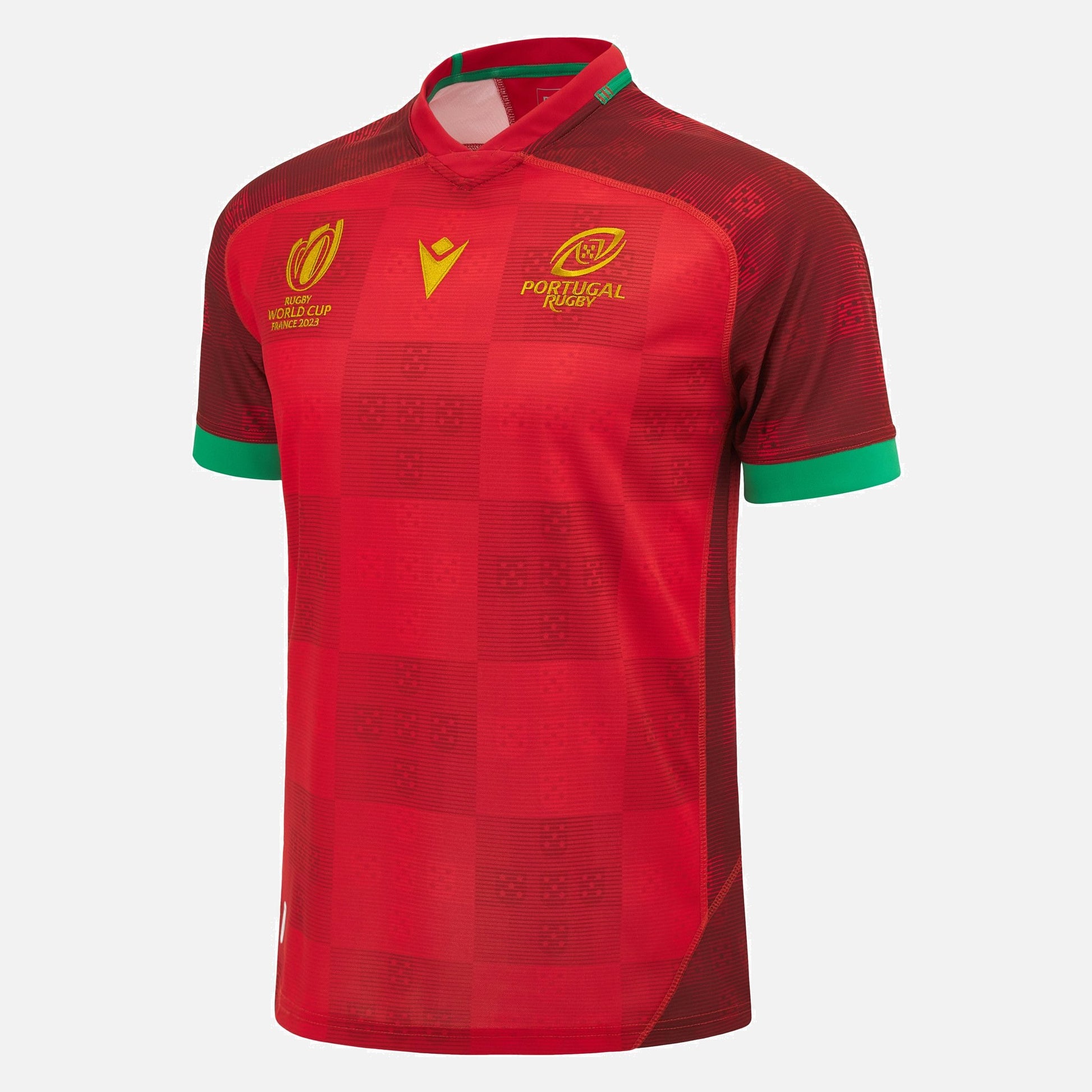 Camiseta Rugby Portugal local - RWC '23 vista sobre fondo blanco