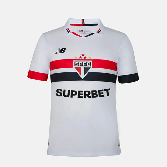 Camiseta Sao Paulo local 2024/2025 vista sobre fondo blanco