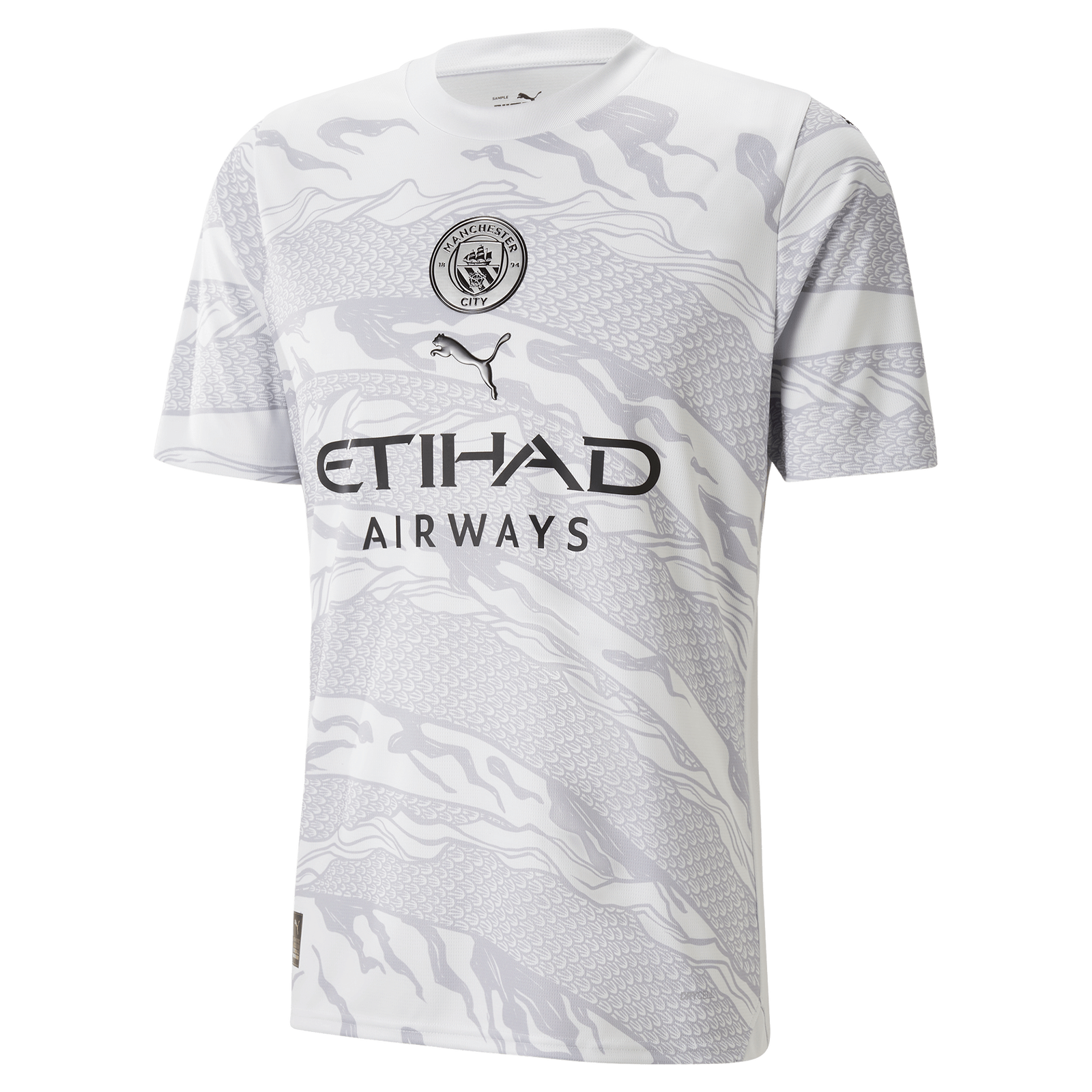 Camiseta Manchester City - Ed. Especial año del Dragón 2024 vista sobre fondo blanco