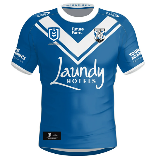 Camiseta Rugby Canterbury-Bankstown Bulldogs 2024 vista sobre fondo blanco